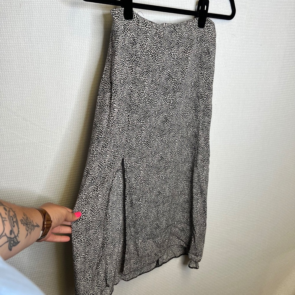 PRIMARK Midi Skirt Black White Animal Print Women's Casual Flared Grunge 12